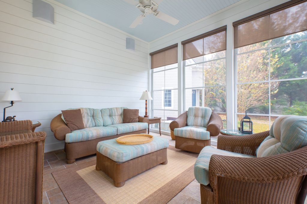 VIEW INTO SCREENED PORCH FROM NEW KITCHEN WINDOW